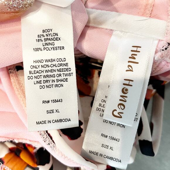 Hula Honey High Waisted Leopard Print Two Piece Bikini Swimsuit White XL - Picture 3 of 6